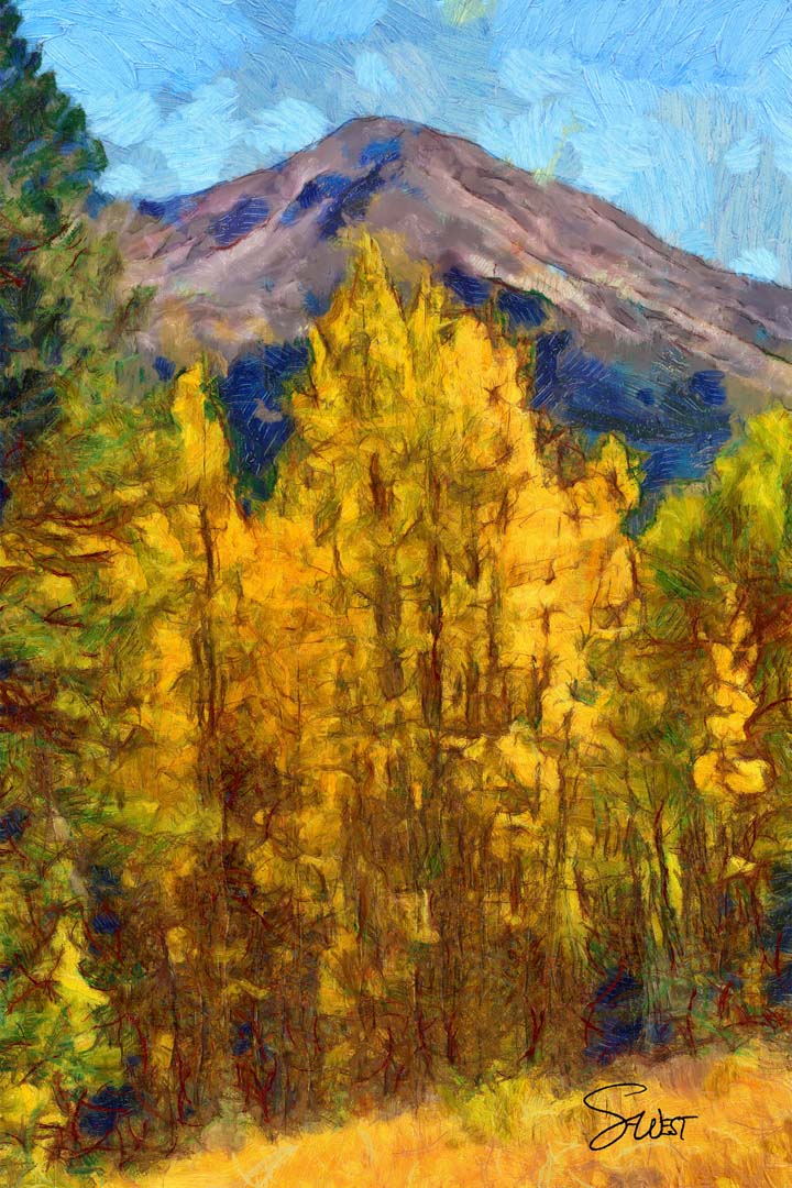 golden aspen mountain by scott west art