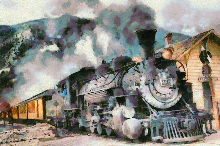 steam engine monet impression by scott west art