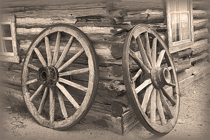 wagon wheels at rest by scott west art